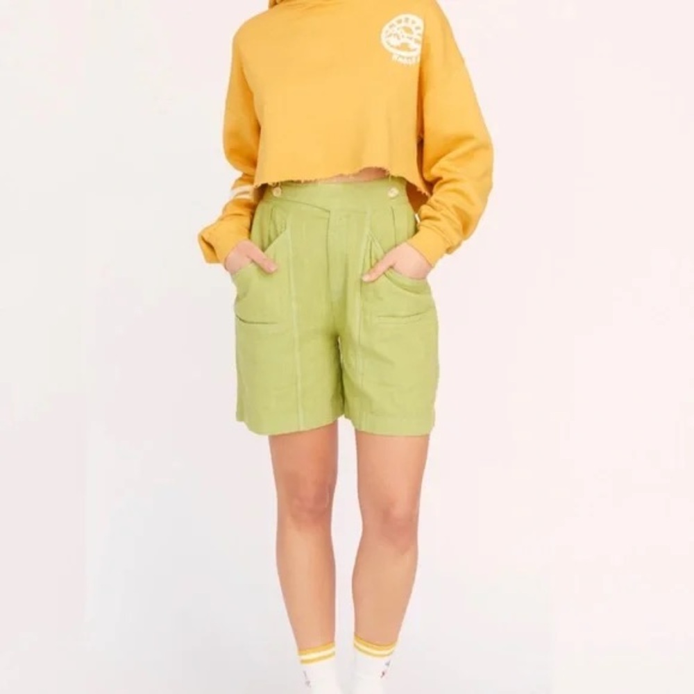 Free People Aloha Linen Shorts in Green Sea